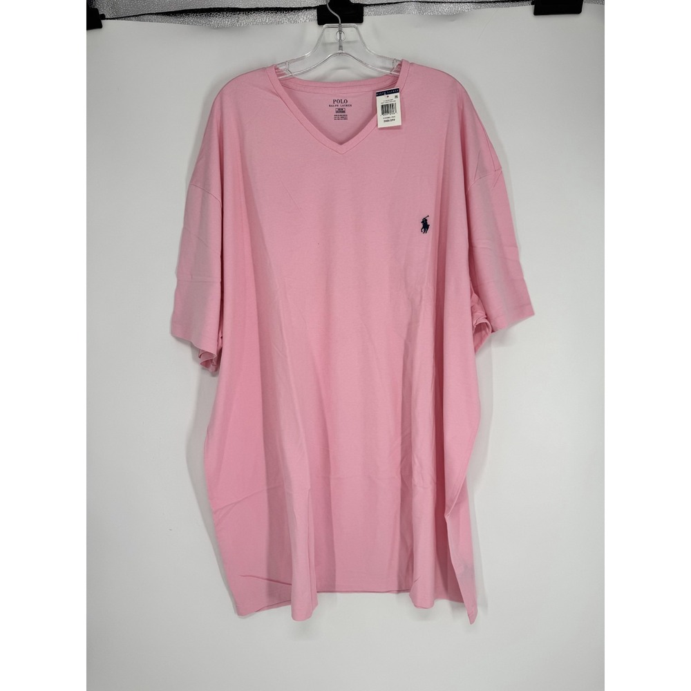 Polo Ralph Lauren T Shirt 3XL Big 3XB Light Pink Pony Logo Short Sleeve V Neck